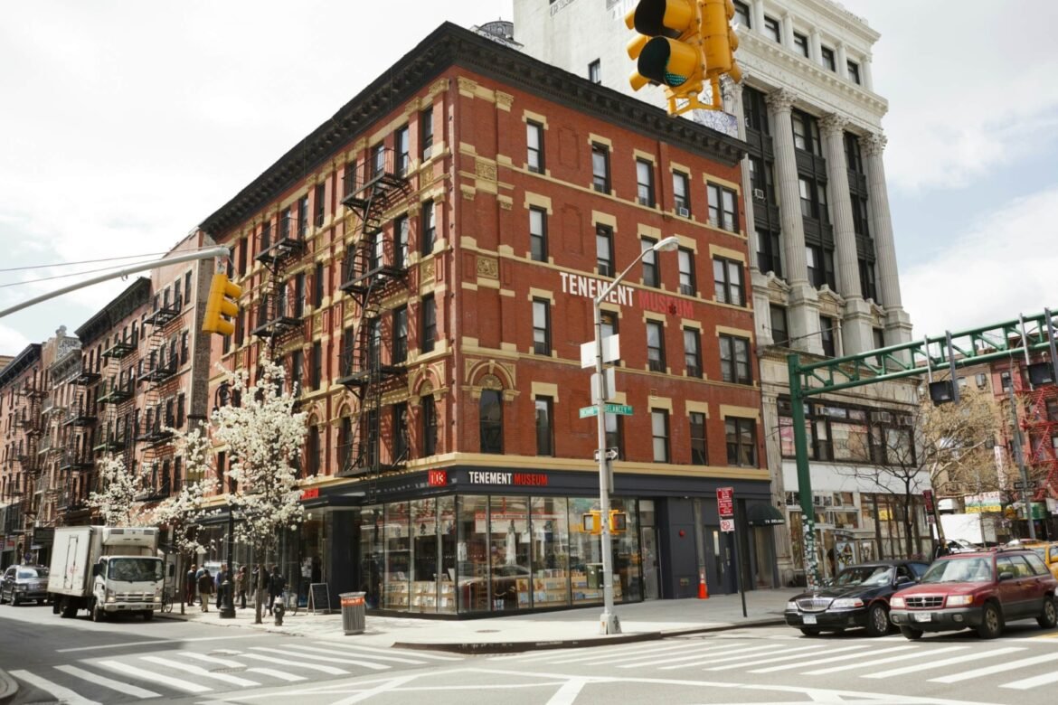 An exterior shot of the historic Tenement Museum building on the Lower East Side